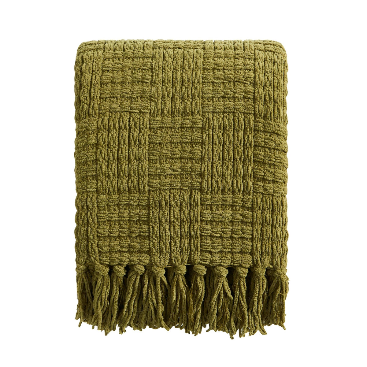 Chunky Chenille Throw - Olive Green - DUSK