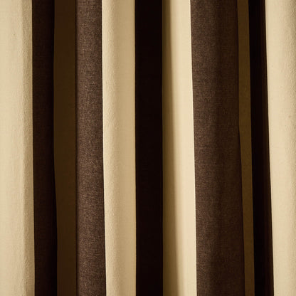 Chunky Stripe Eyelet Curtains - Brown - DUSK