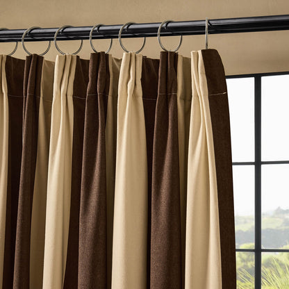 Chunky Stripe Pencil Pleat Curtains - Brown - DUSK