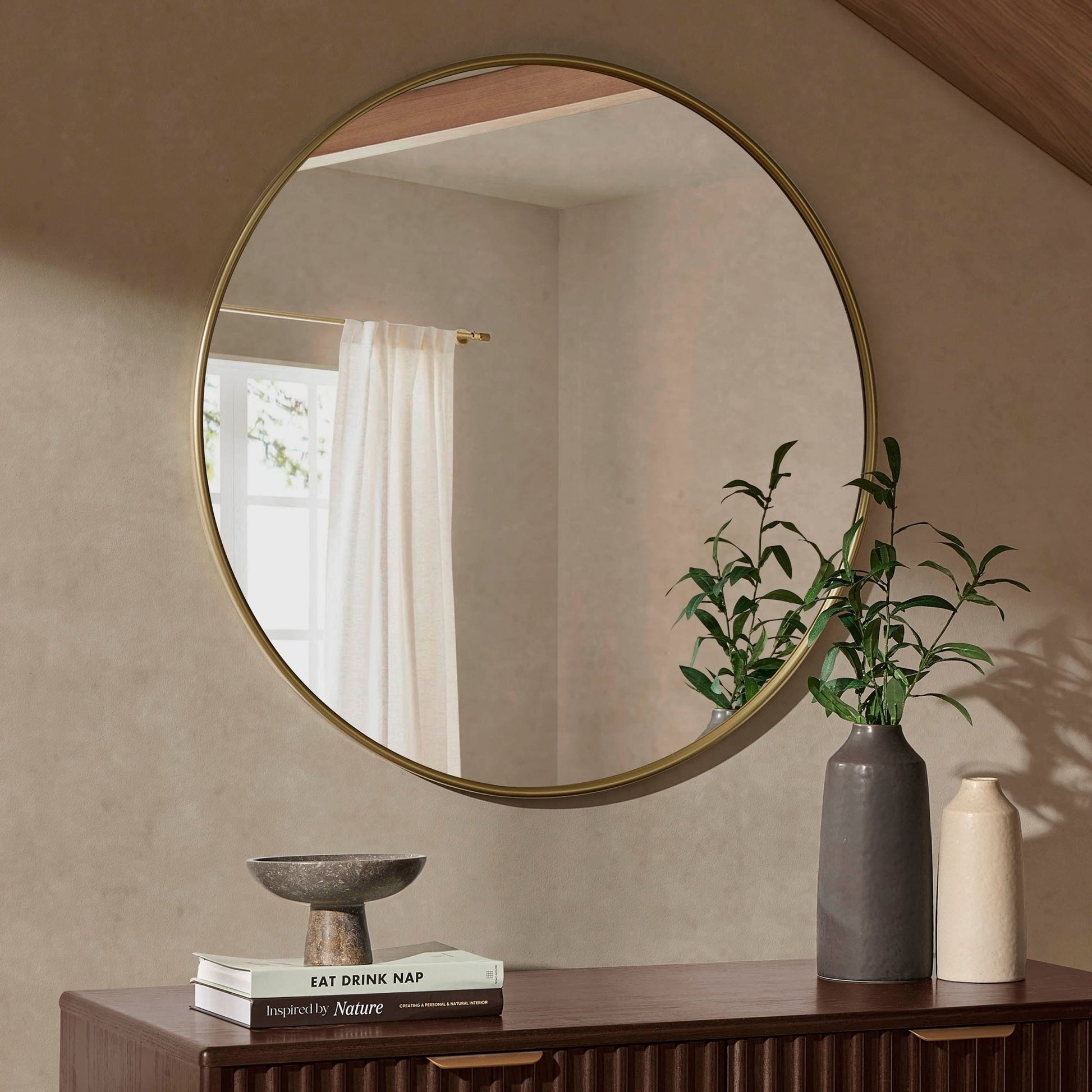 Circle Wall Mirror - Gold - DUSK