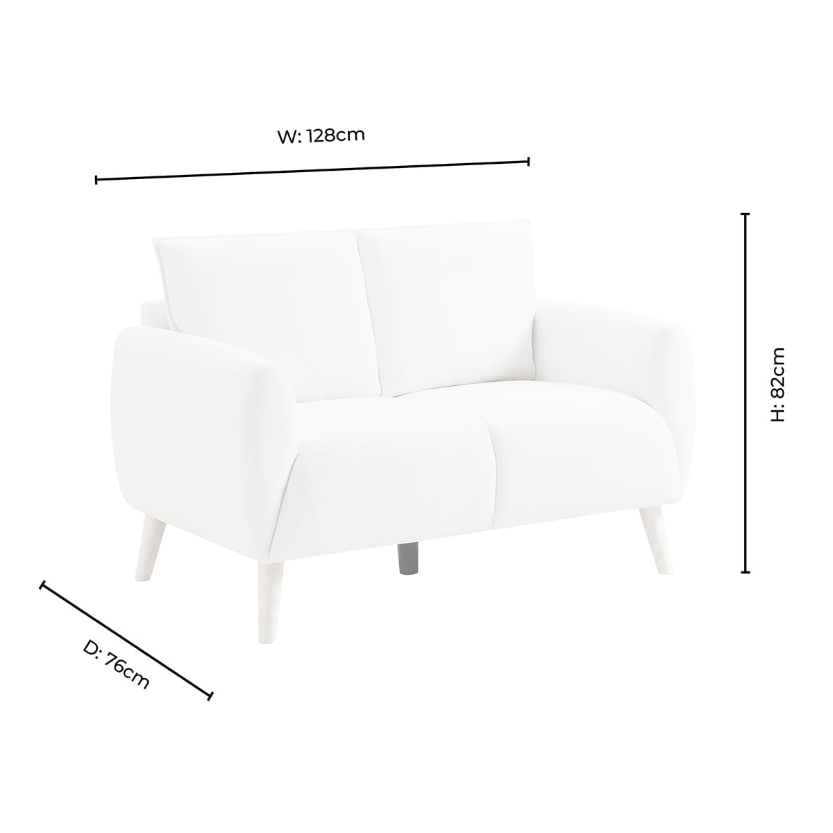 Clapham Compact 2 Seater Sofa - Chenille Ivory - DUSK