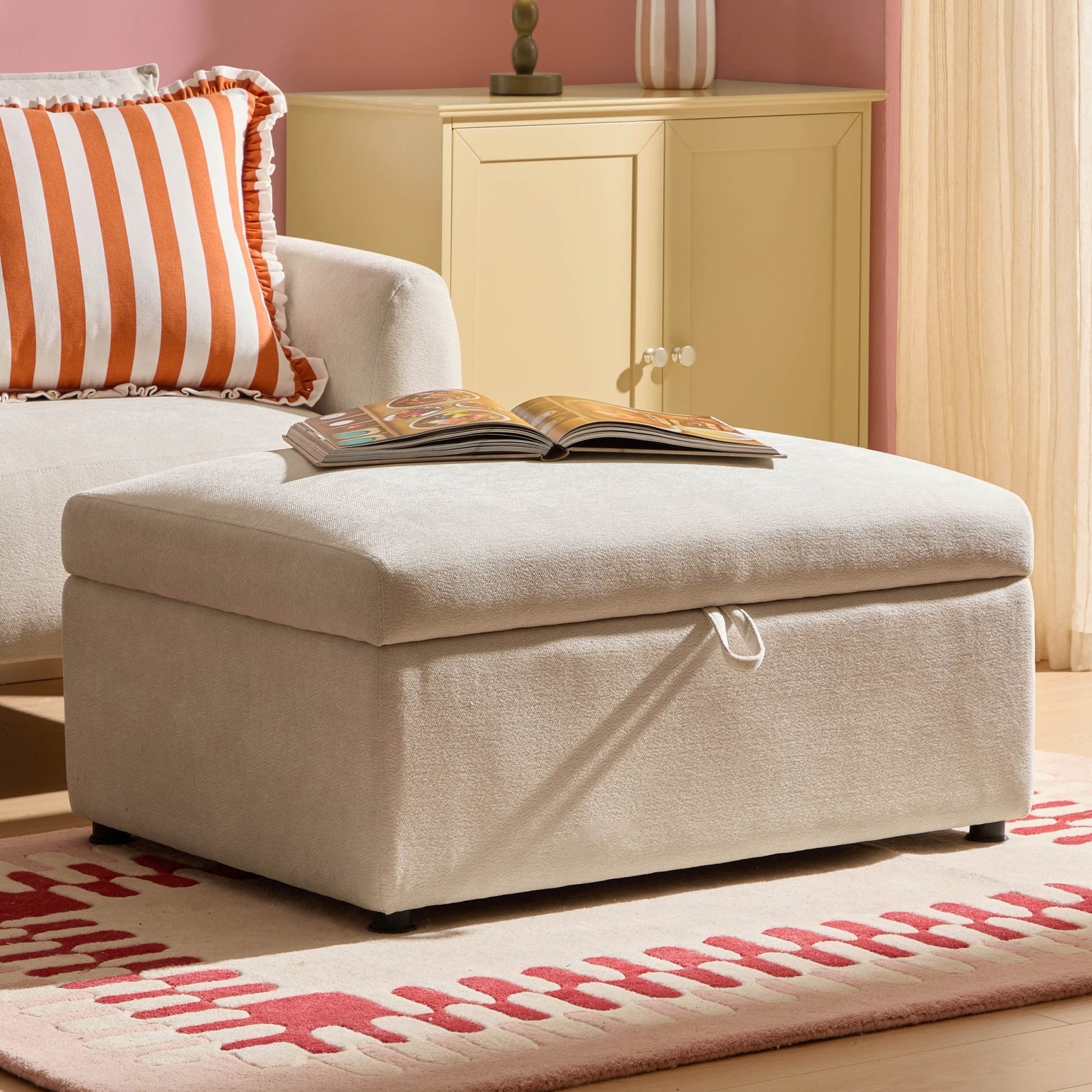 Clapham Storage Pouffe - Chenille Ivory - DUSK