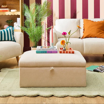Clapham Storage Pouffe - Chenille Ivory - DUSK