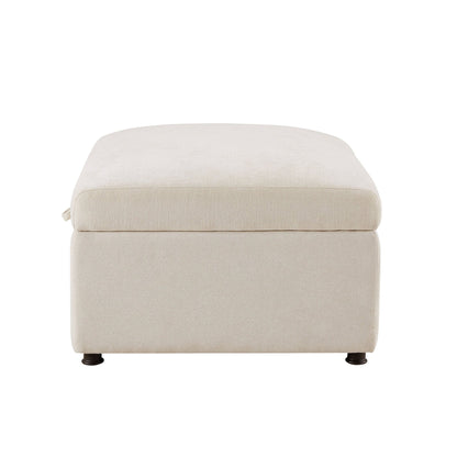 Clapham Storage Pouffe - Chenille Ivory - DUSK