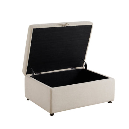 Clapham Storage Pouffe - Chenille Ivory - DUSK