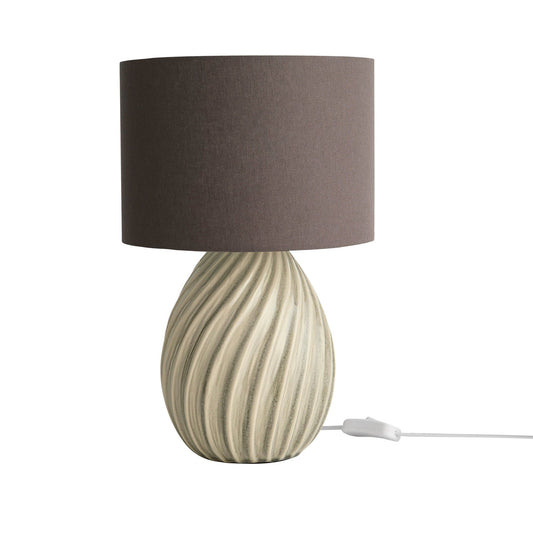 Clara Carved Swirl Texture Ceramic Table Lamp - Charcoal - DUSK