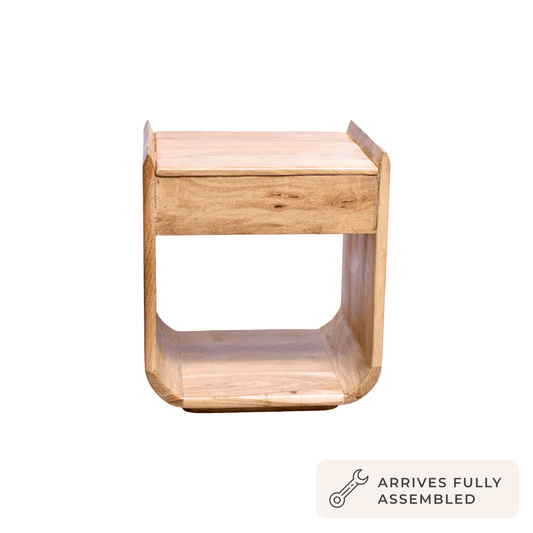 Cleo Acacia Wood 1 Drawer Bedside Table - Light Wood - DUSK