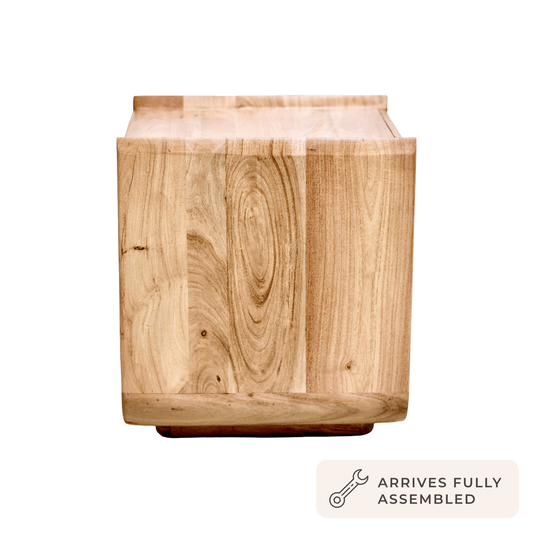 Cleo Acacia Wood 1 Drawer Bedside Table - Light Wood - DUSK