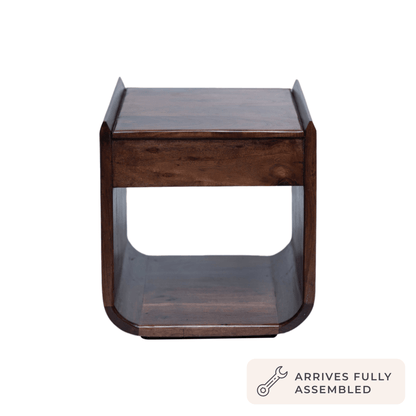 Cleo Acacia Wood 1 Drawer Bedside Table - Walnut - DUSK