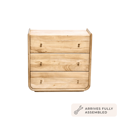Cleo Acacia Wood 3 Drawer Chest - Light Wood - DUSK