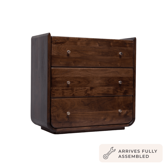 Cleo Acacia Wood 3 Drawer Chest - Walnut - DUSK