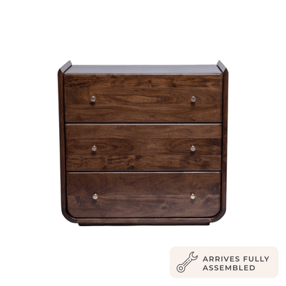 Cleo Acacia Wood 3 Drawer Chest - Walnut - DUSK