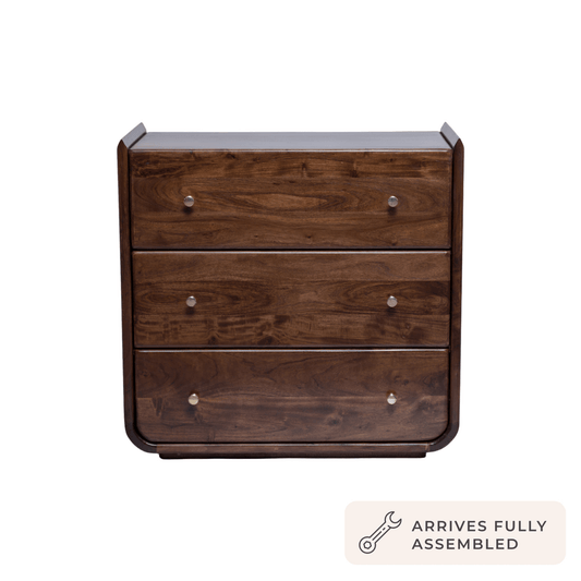 Cleo Acacia Wood 3 Drawer Chest - Walnut - DUSK