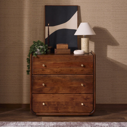 Cleo Acacia Wood 3 Drawer Chest - Walnut - DUSK