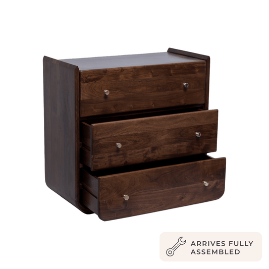 Cleo Acacia Wood 3 Drawer Chest - Walnut - DUSK
