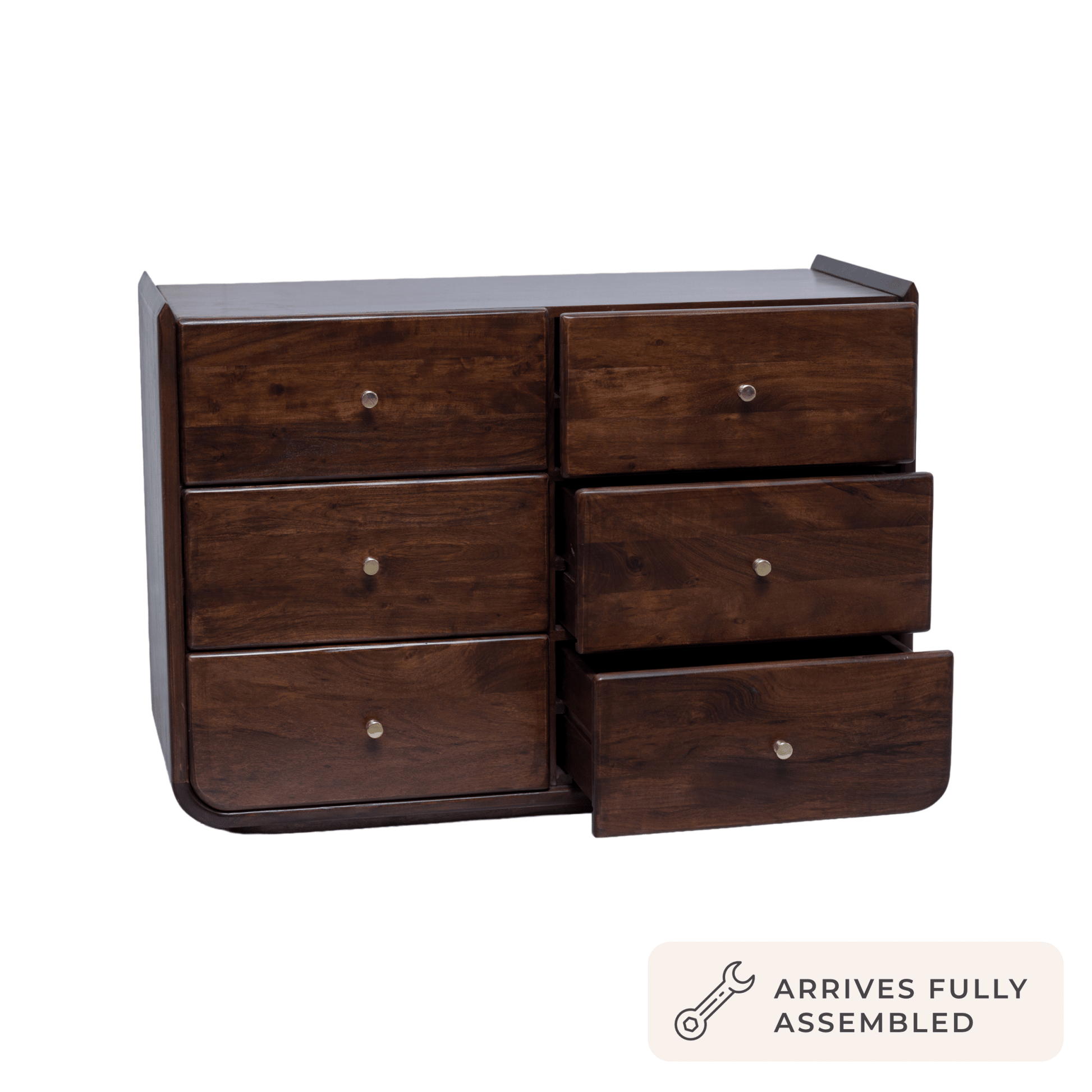 Cleo Acacia Wood 6 Drawer Chest - Walnut - DUSK
