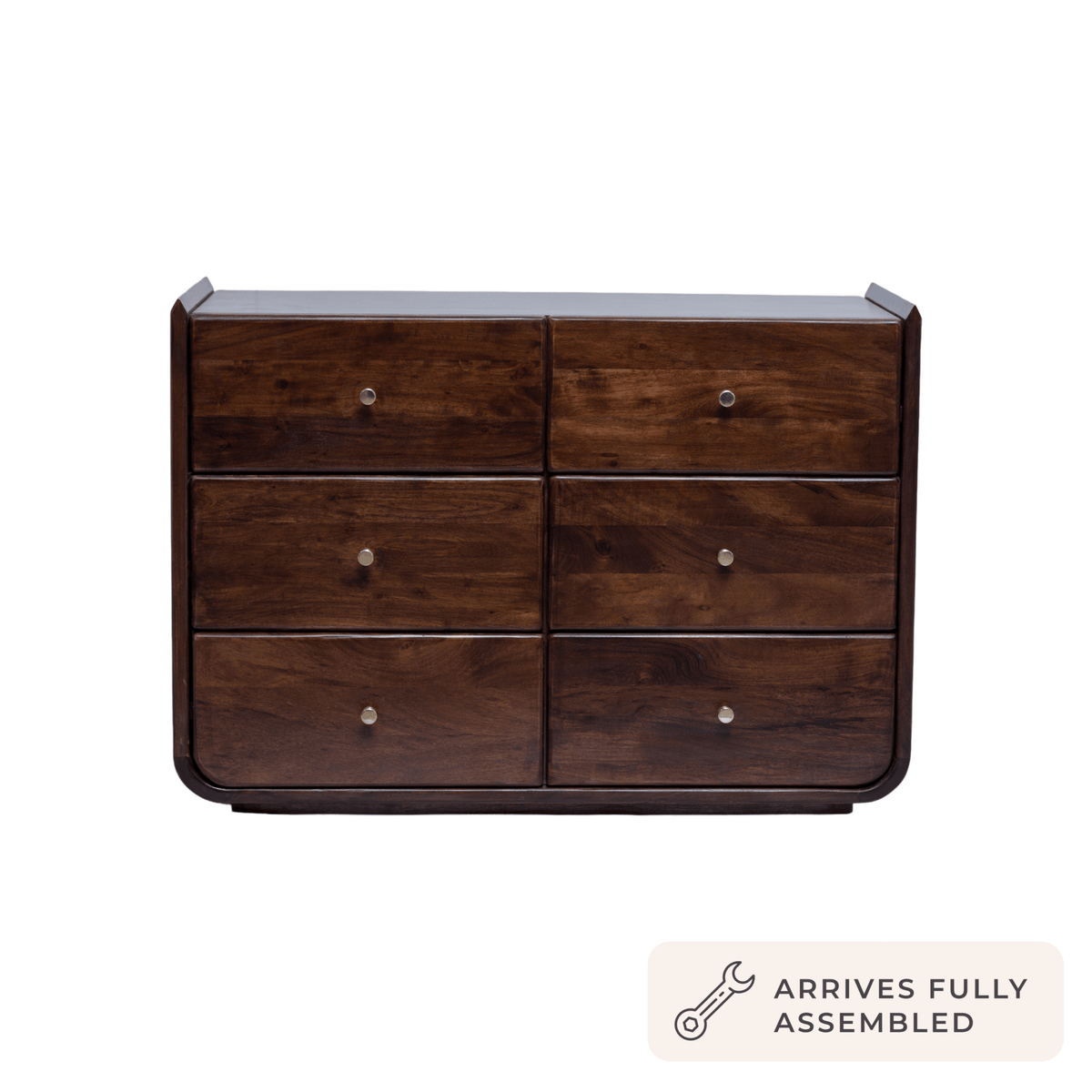 Cleo Acacia Wood 6 Drawer Chest - Walnut - DUSK