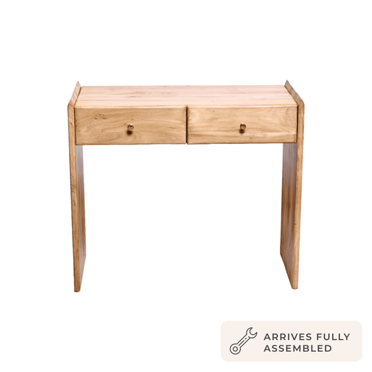 Cleo Acacia Wood Dressing Table Console - Light Wood - DUSK