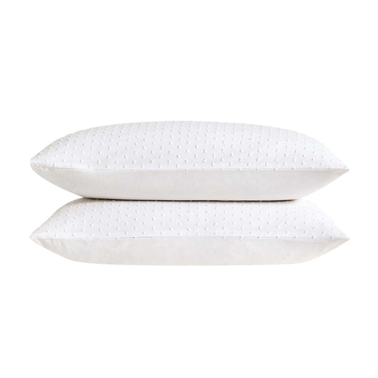 Clipped Jacquard Dobby 100% Cotton Duvet Cover & Pillowcase Set - White - DUSK