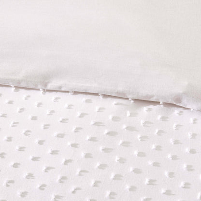Clipped Jacquard Dobby 100% Cotton Duvet Cover & Pillowcase Set - White - DUSK