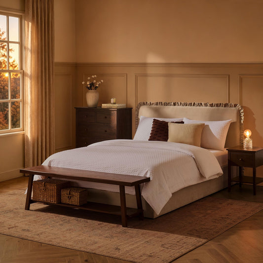 Clipped Jacquard Dobby 100% Cotton Duvet Cover & Pillowcase Set - White - DUSK