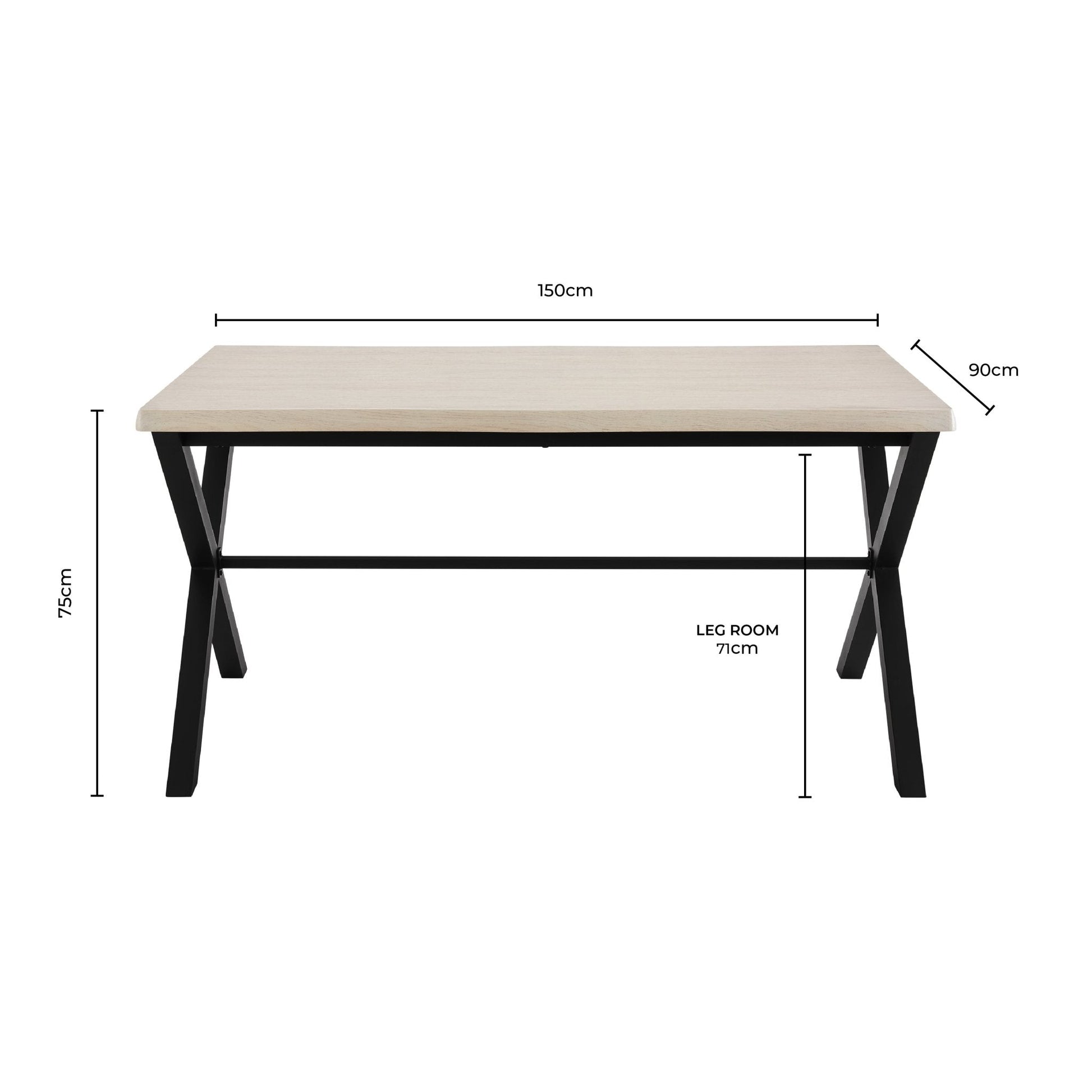 Clover 4 - 6 Seater Dining Table - Light Wood/Black - DUSK