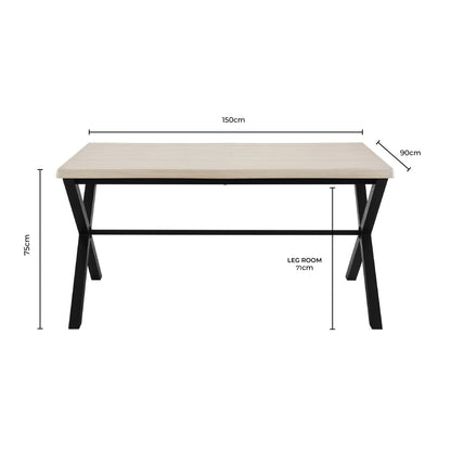 Clover 4 - 6 Seater Dining Table - Light Wood/Black - DUSK