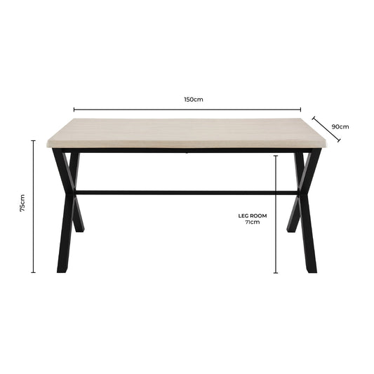 Clover 4 - 6 Seater Dining Table - Light Wood/Black - DUSK