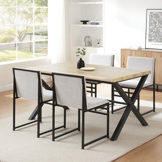 Clover 4-6 Seater Dining Table - White Oak Effect/Black - DUSK