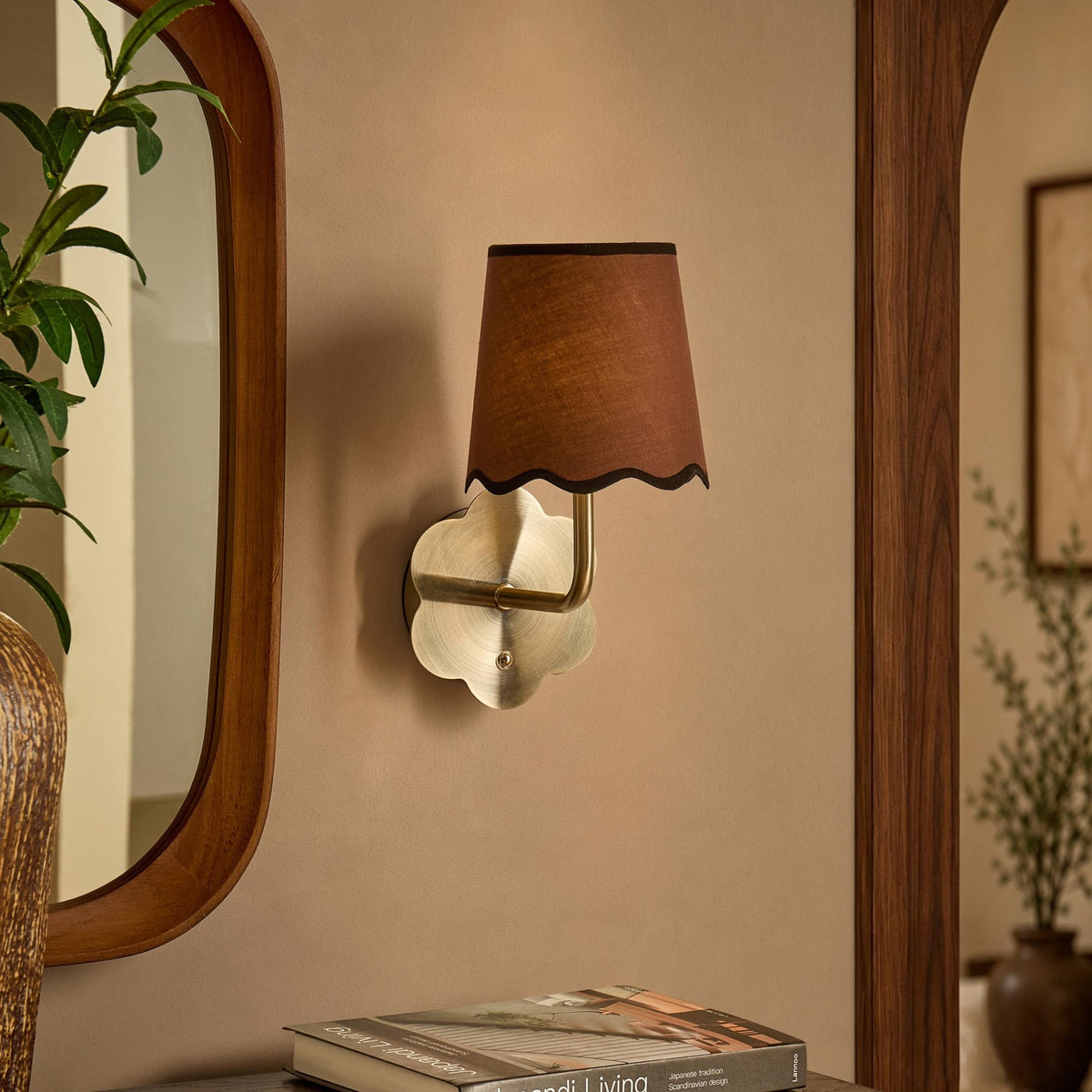 Colette Chrome Flower Rechargeable Wall Light - Chrome/Brown - DUSK