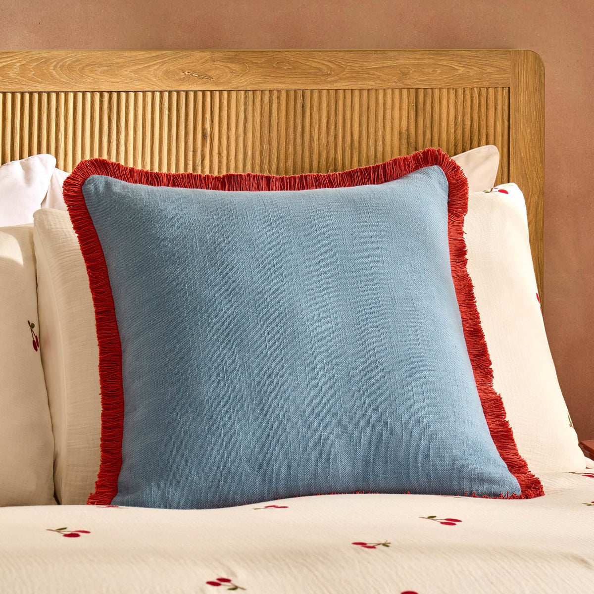 Contrast Edge Tufted Cushion Cover - Blue/ Red - DUSK