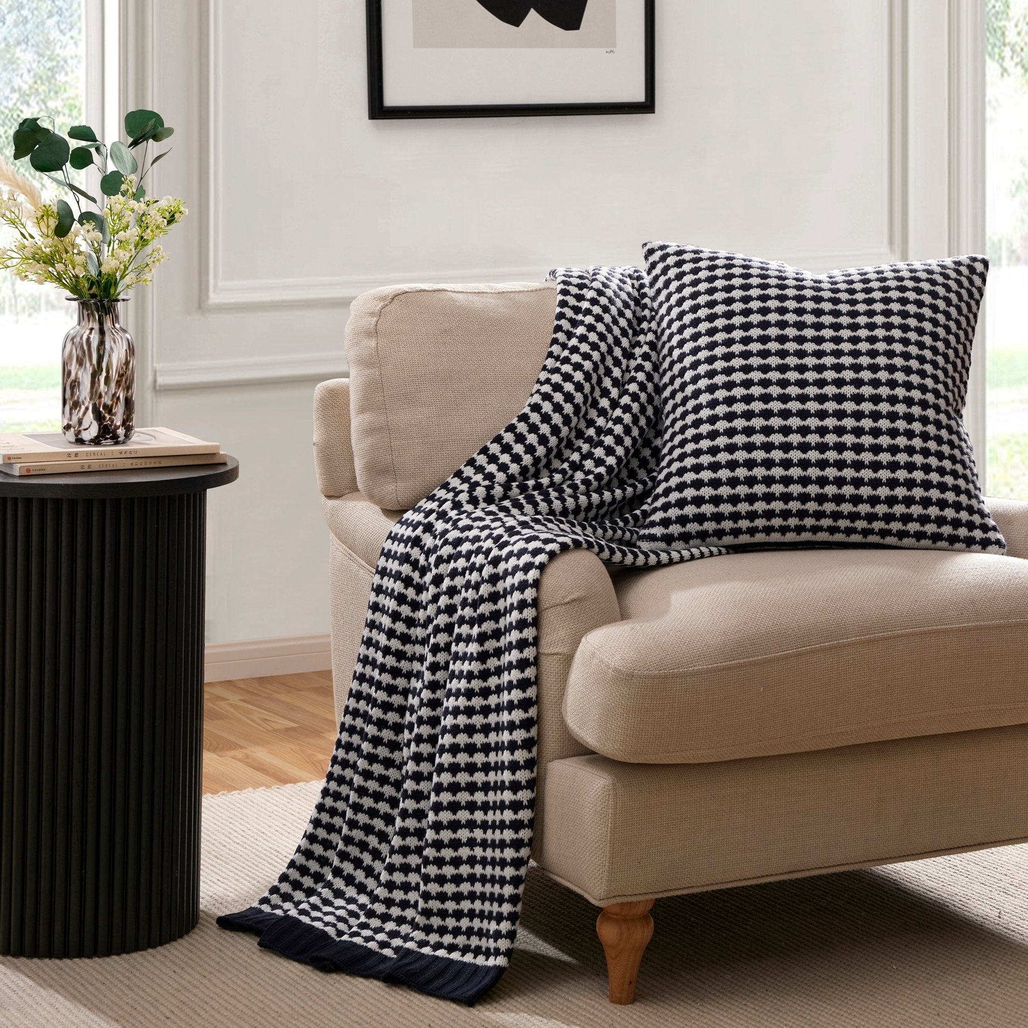 Contrast Pattern Knit Sofa Cushion Cover - Midnight - DUSK