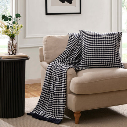 Contrast Pattern Knit Sofa Throw - Midnight - DUSK