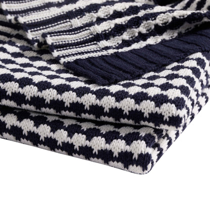 Contrast Pattern Knit Throw - Midnight - DUSK