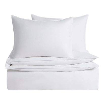 Cooling Cotton 180 Thread Count Duvet Cover, Pillowcase & Fitted Sheet Set - White - DUSK