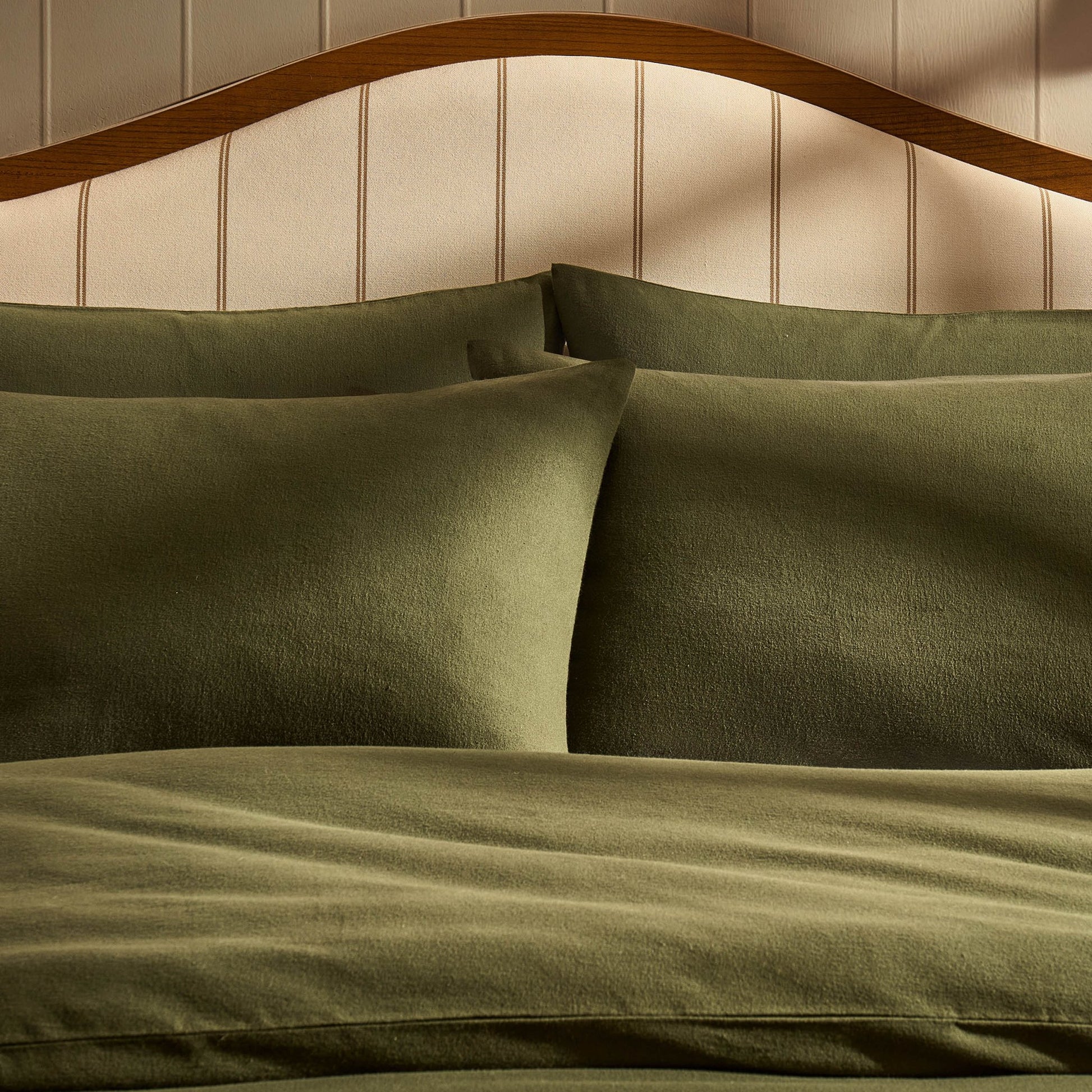 Cosy Brushed Cotton Duvet Cover & Pillowcase Set - Forest Green - DUSK