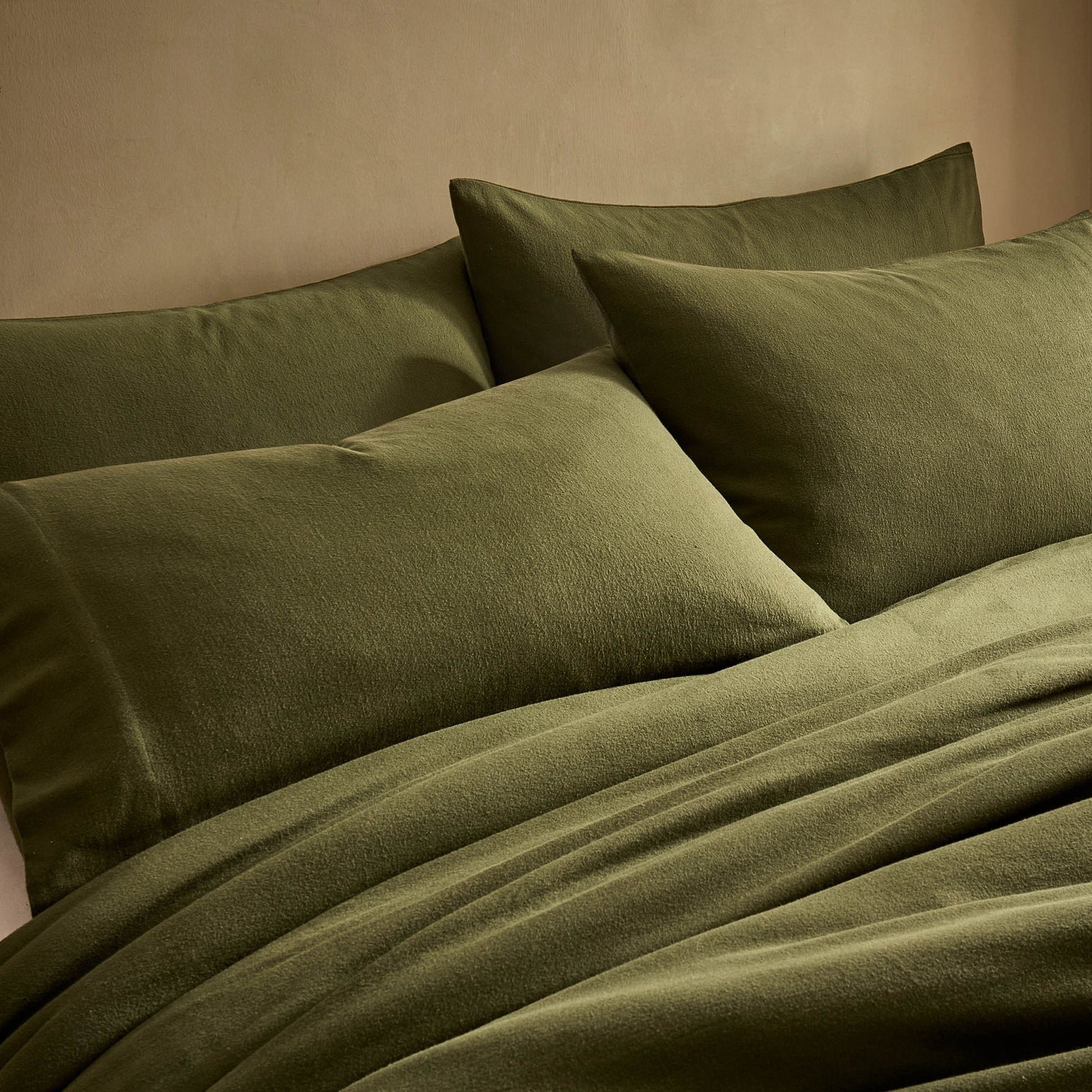 Cosy Brushed Cotton Duvet Cover & Pillowcase Set - Forest Green - DUSK