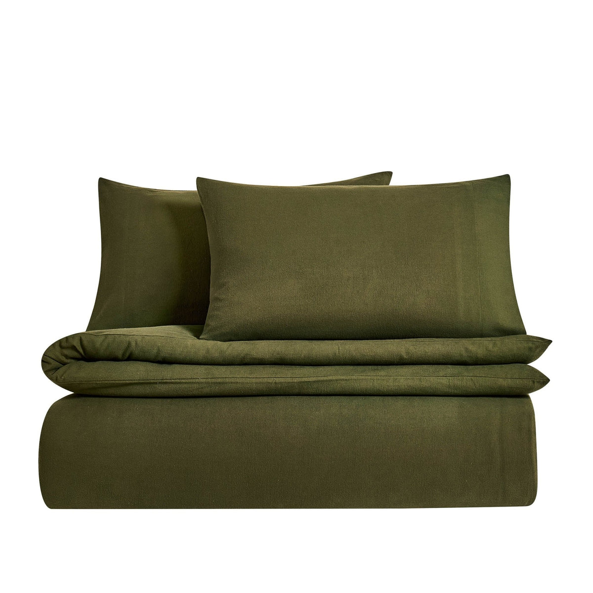 Cosy Brushed Cotton Duvet Cover & Pillowcase Set - Forest Green - DUSK