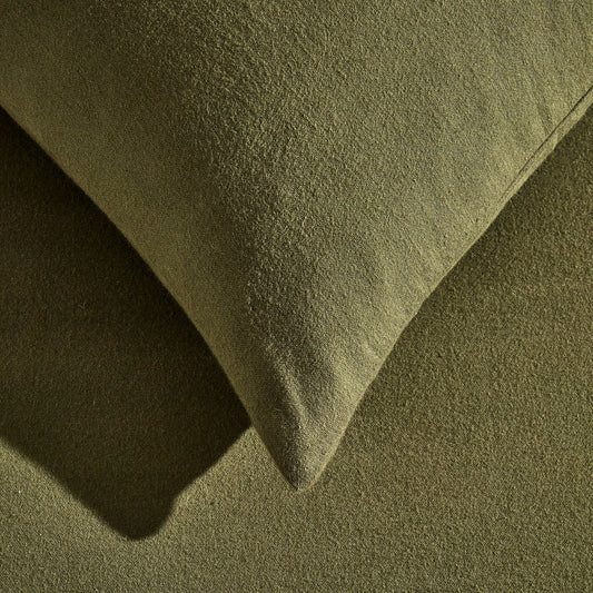 Cosy Brushed Cotton Duvet Cover & Pillowcase Set - Forest Green - DUSK