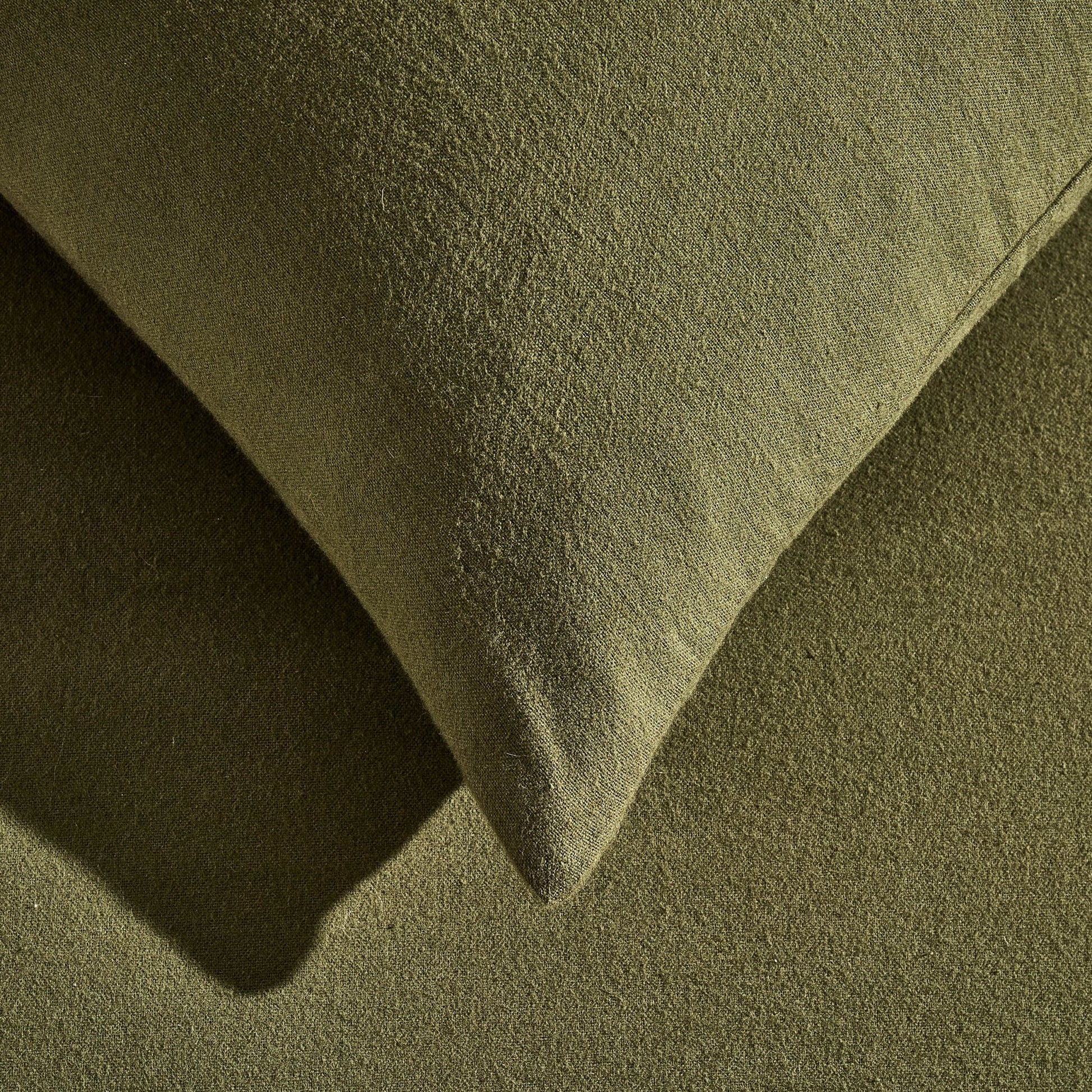 Cosy Brushed Cotton Duvet Cover & Pillowcase Set - Forest Green - DUSK