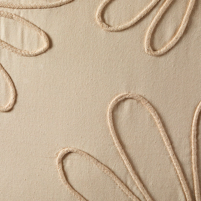Cotton Embroidered Flower Sofa Cushion Cover - Natural - DUSK
