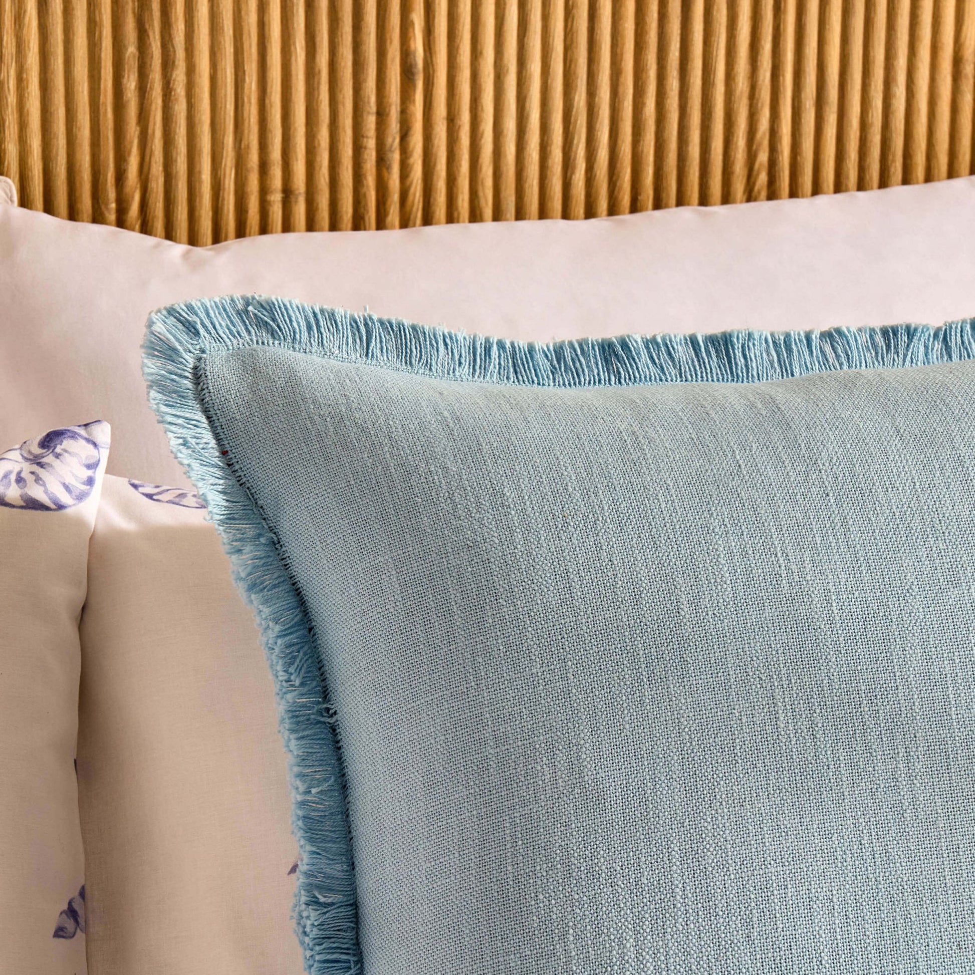 Cotton Fringed Edge Cushion Cover - Sky Blue - DUSK