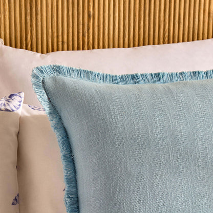 Cotton Fringed Edge Cushion Cover - Sky Blue - DUSK