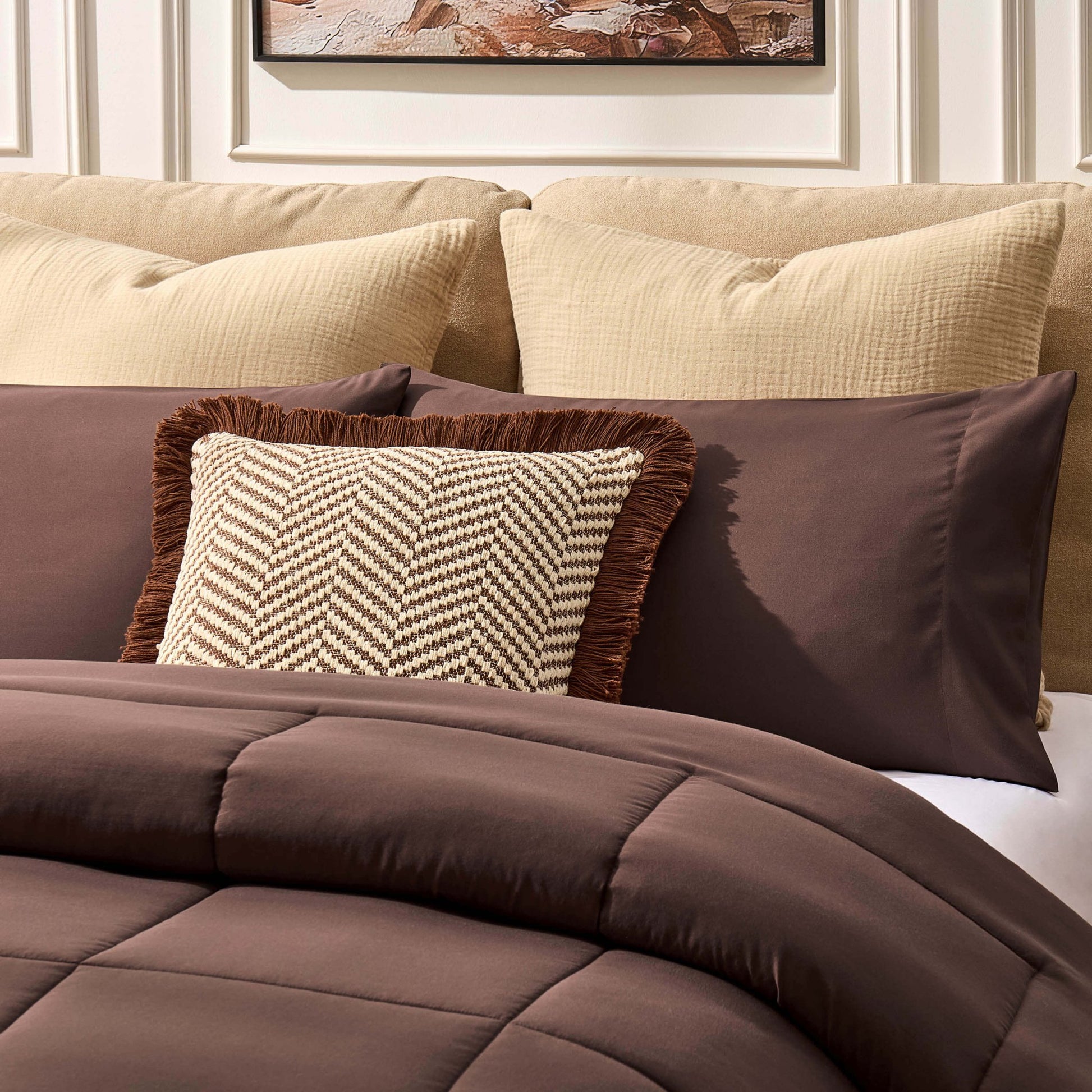 Coverless Duvet & Pillowcase Set - Brown - DUSK