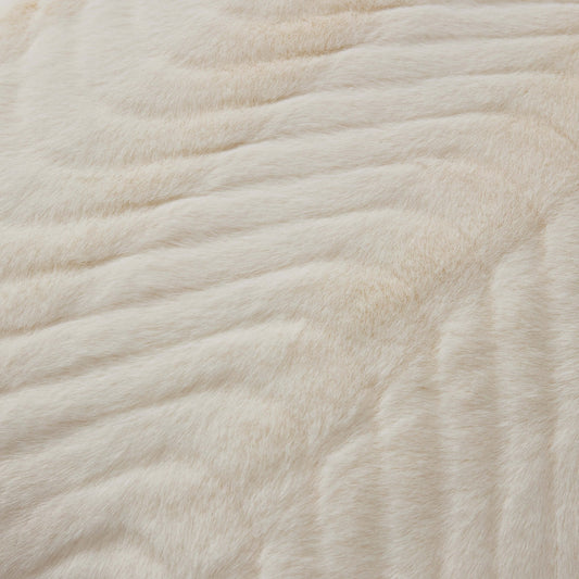 Curved Pattern Ribbed Faux Fur Sofa Cushion Cover - Cream - DUSK