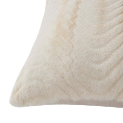 Curved Pattern Ribbed Faux Fur Sofa Cushion Cover - Cream - DUSK