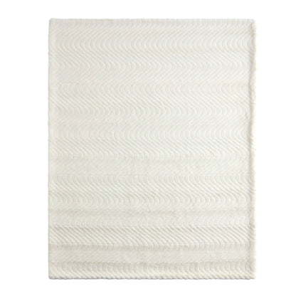 Curved Pattern Ribbed Faux Fur Sofa Throw - Cream - DUSK