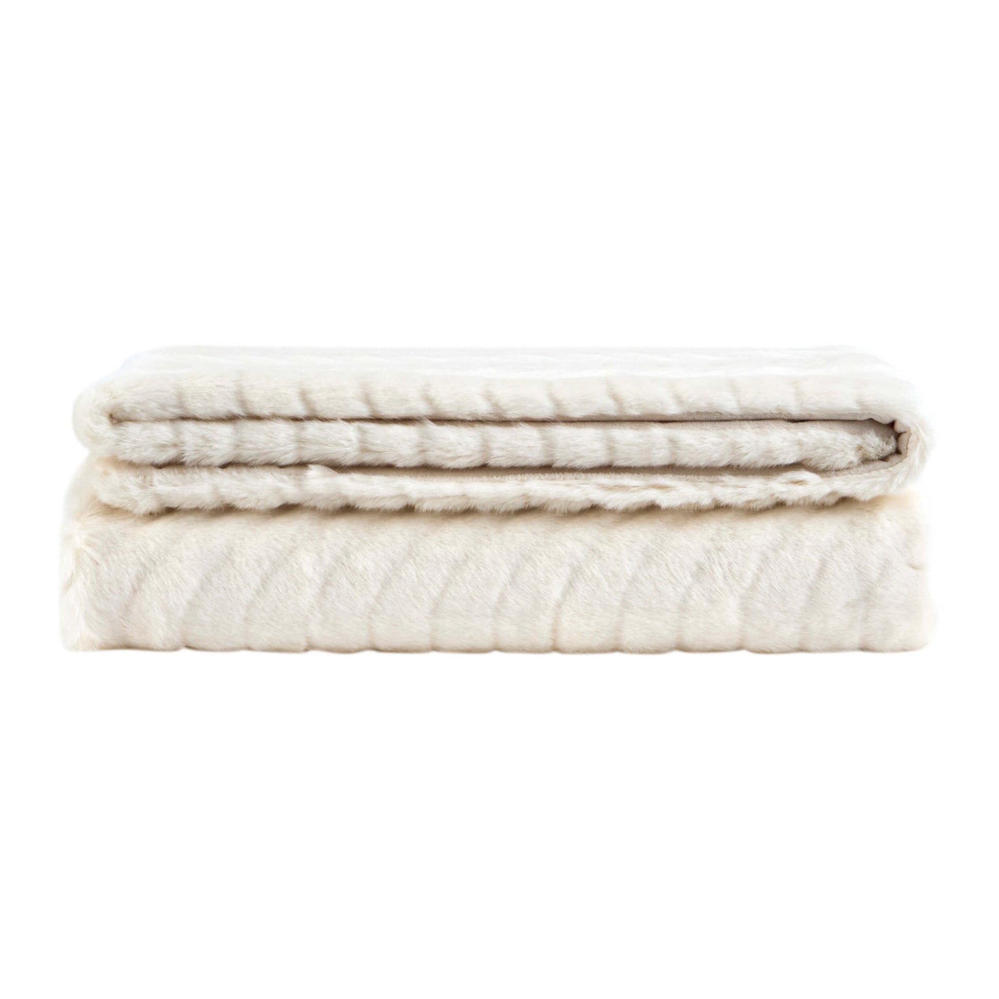 Curved Pattern Ribbed Faux Fur Sofa Throw - Cream - DUSK