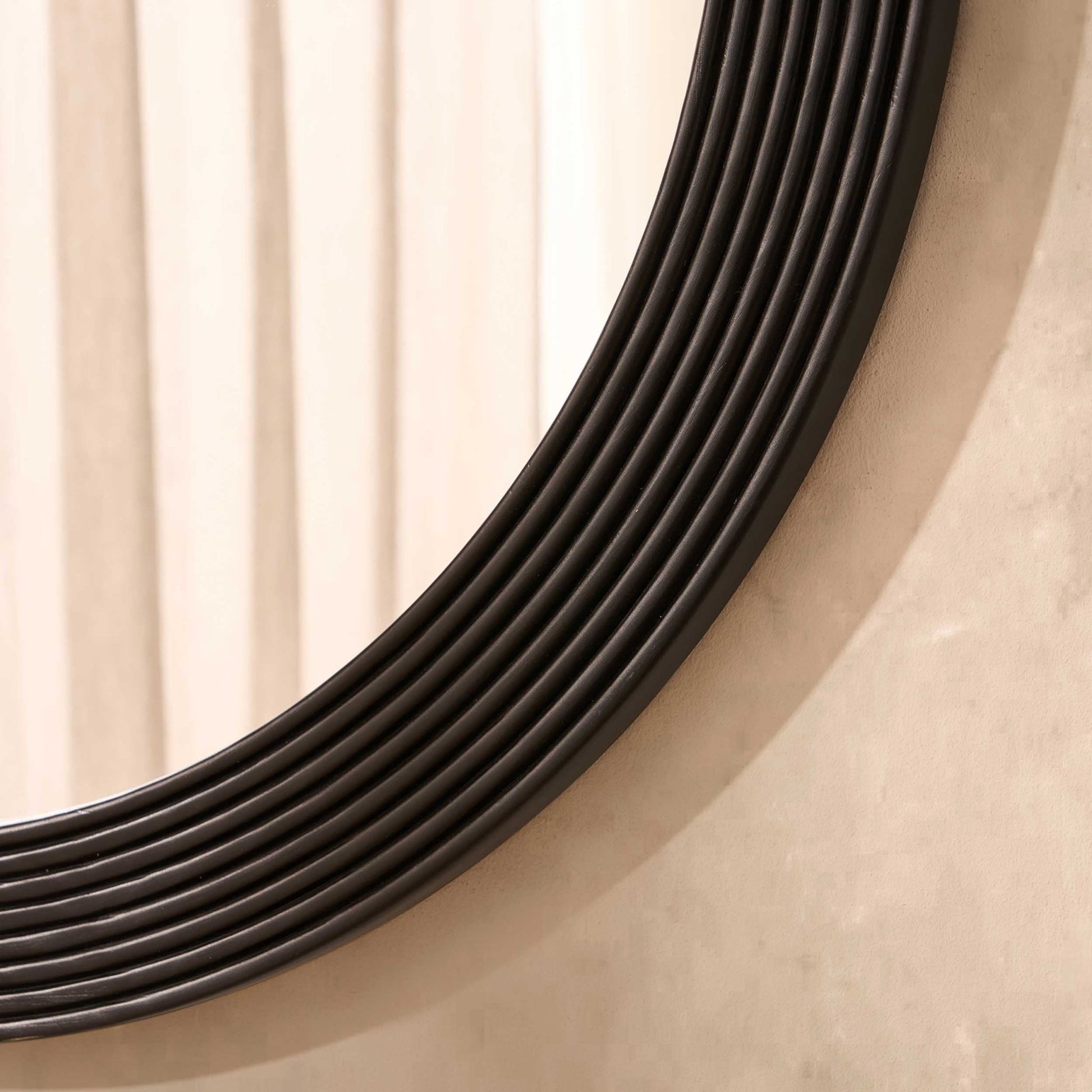 Cyrus Circle Wood Mirror - Black - DUSK