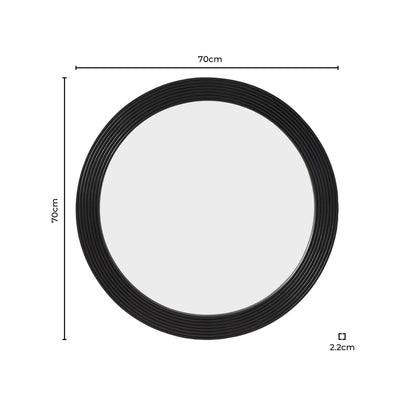 Cyrus Circle Wood Mirror - Black - DUSK